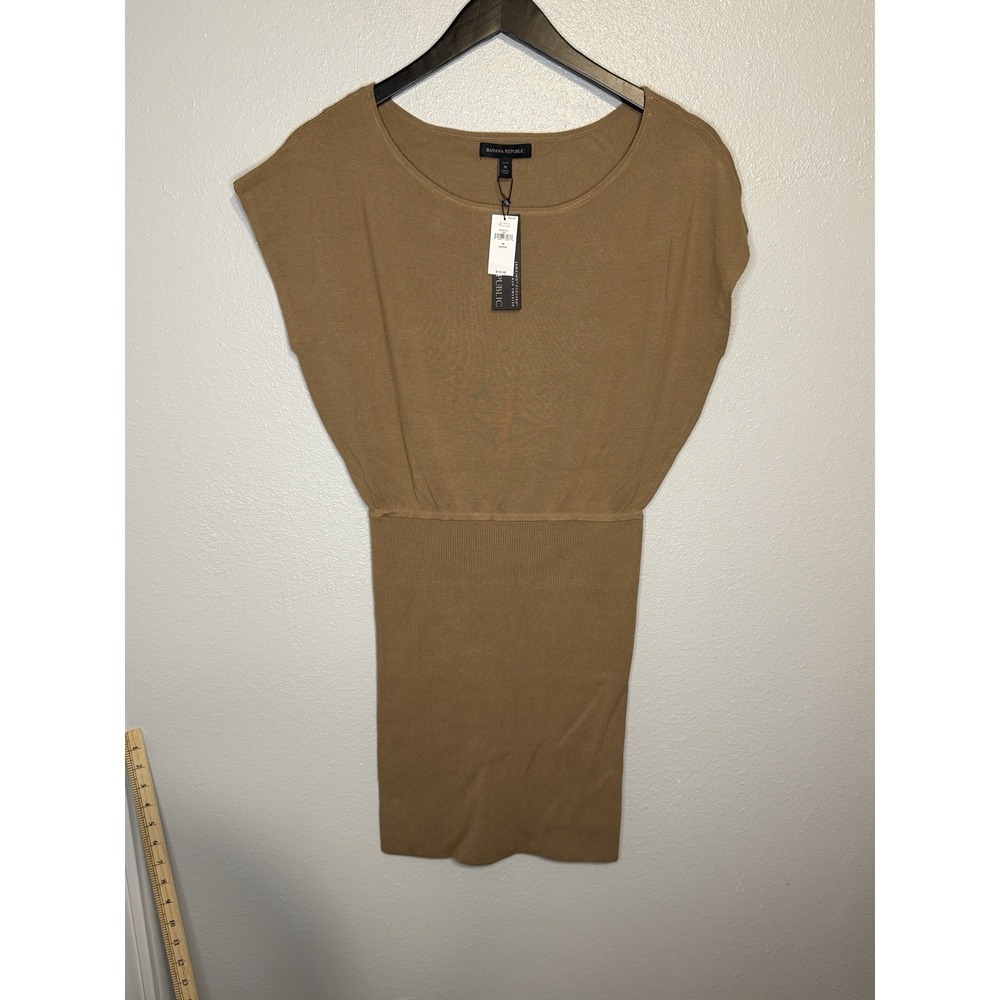 Banana Republic Tan Brown Sleeveless Shift Dress Medium Petite Fitted